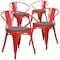 Flash Furniture Red Metal Chair with Wood Seat and Arms, PK4 4-CH-31270-RED-WD-GG - alternate 5